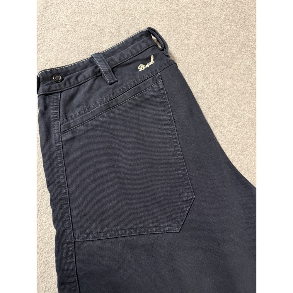 Diesel Pants Women's 33 Navy Blue Chino Khaki Cotton Pants Canvas Embroidered